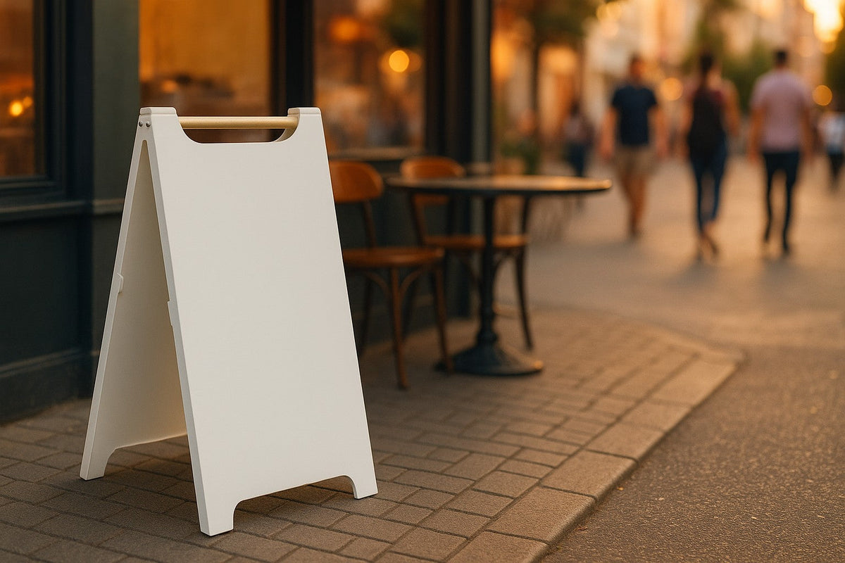 A Frame Sidewalk Sign with Wooden Holder