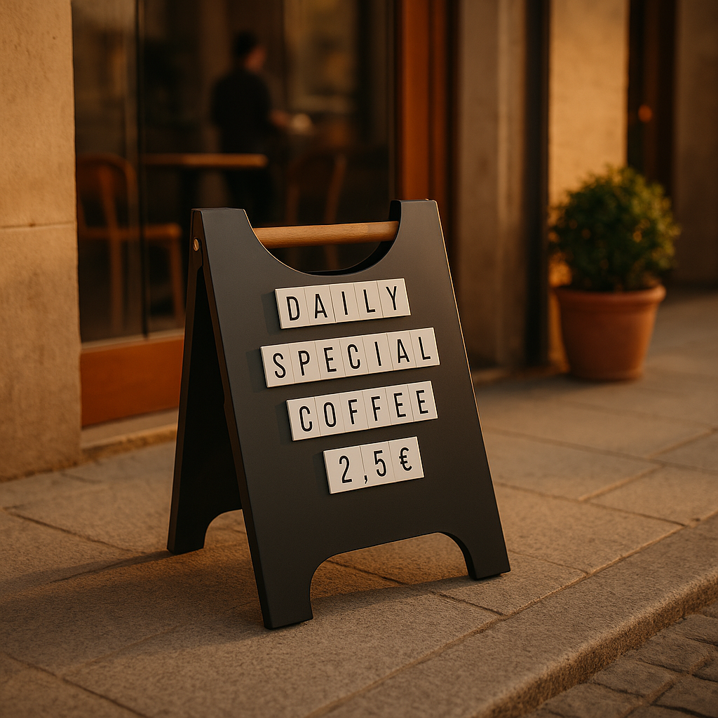A Frame Sidewalk Sign with Wooden Holder