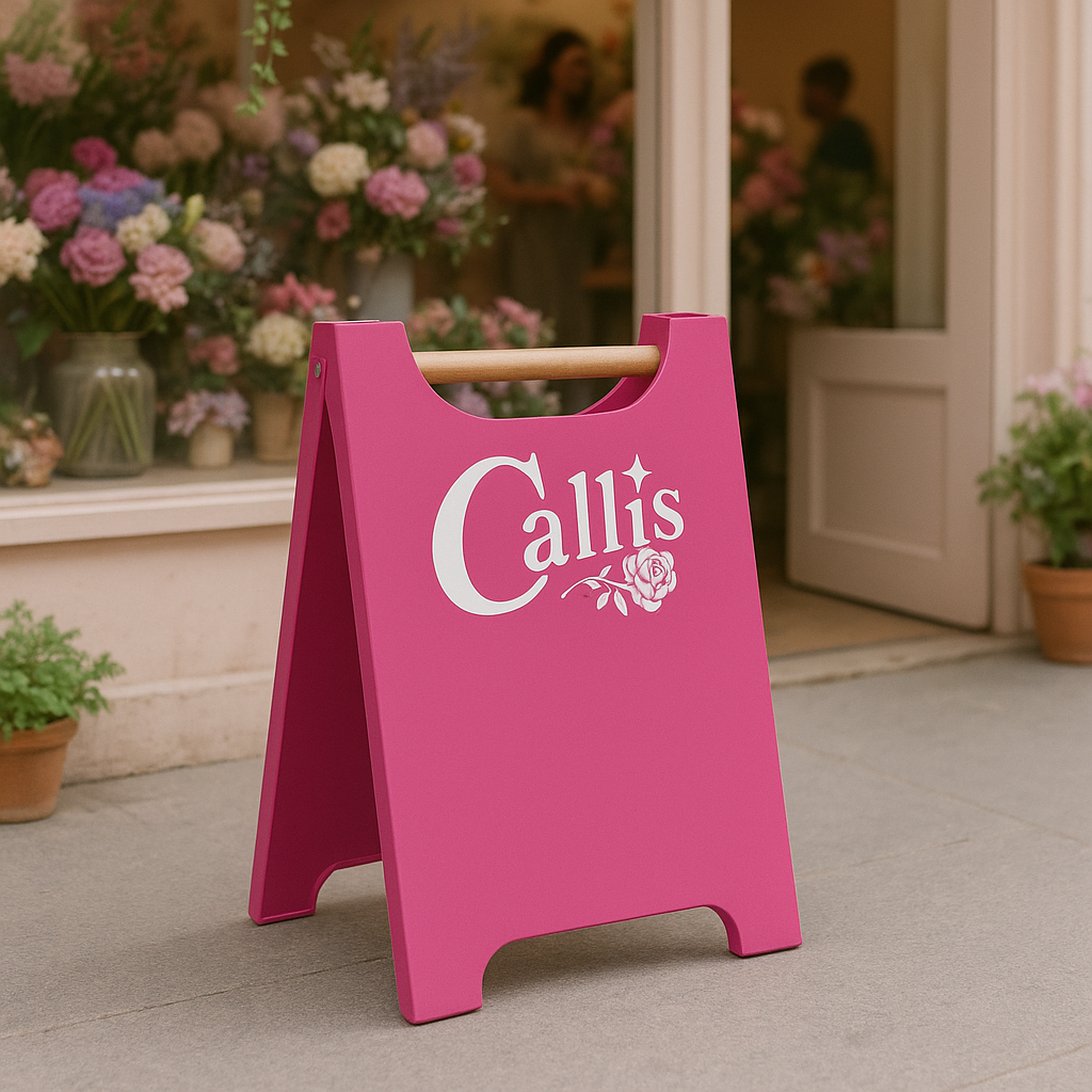 A Frame Sidewalk Sign with Wooden Holder