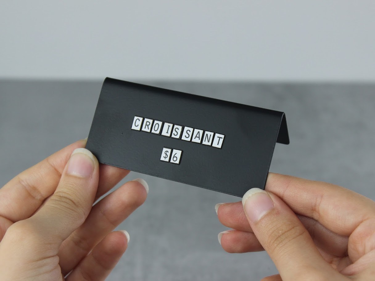 wedding table number  Table top sign  table reserved sign  Table Number Stackers  price list sign  metal table number  metal counter sign  magnetic table top  magnetic sign  magnetic price sign  magnetic letter sign  magnetic counter sign  magnetic coffee shop sign  Custom Table Number  custom printing table numbers  counter sign  changeable letter counter sign  cafe table number
food name countertop sign
changeable letter counter sign