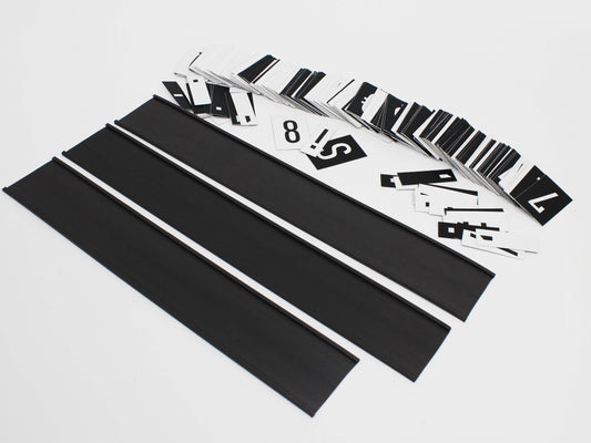 "Magnetic sliding rail system with sliding card letters, perfect for café and restaurant signage."