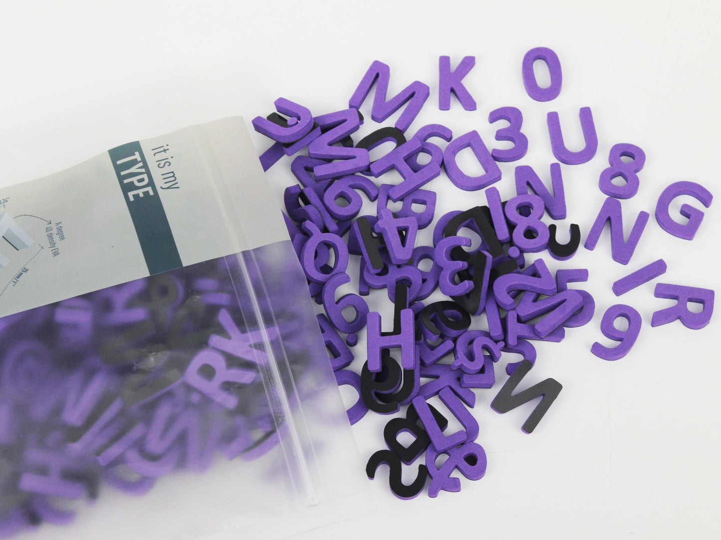 "Magnetic foam letters in vibrant colors like green, purple, yellow, orange, blue, pink, black, and white—ideal for creating eye-catching menus or announcements."