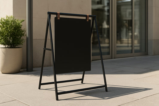 A Frame Sidewalk Sign with Long Board