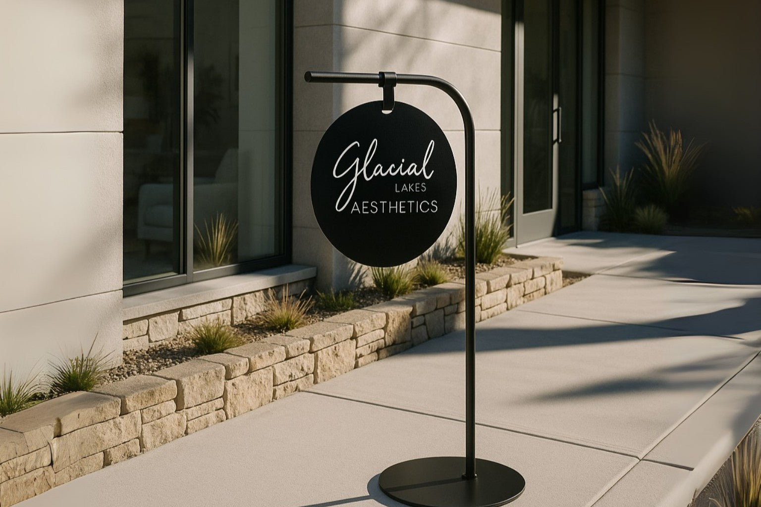 Standing Sign with Round Board – Modern Business Display - Adroniki