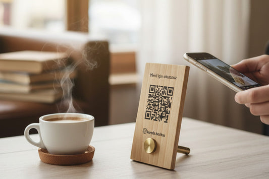 Wooden QR Code Menu Stand