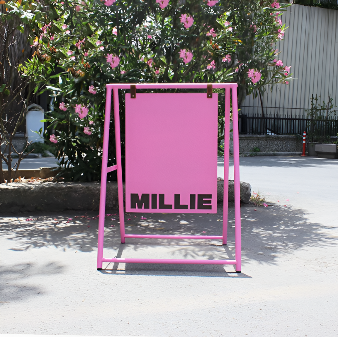 A Frame Sidewalk Sign with Long Board