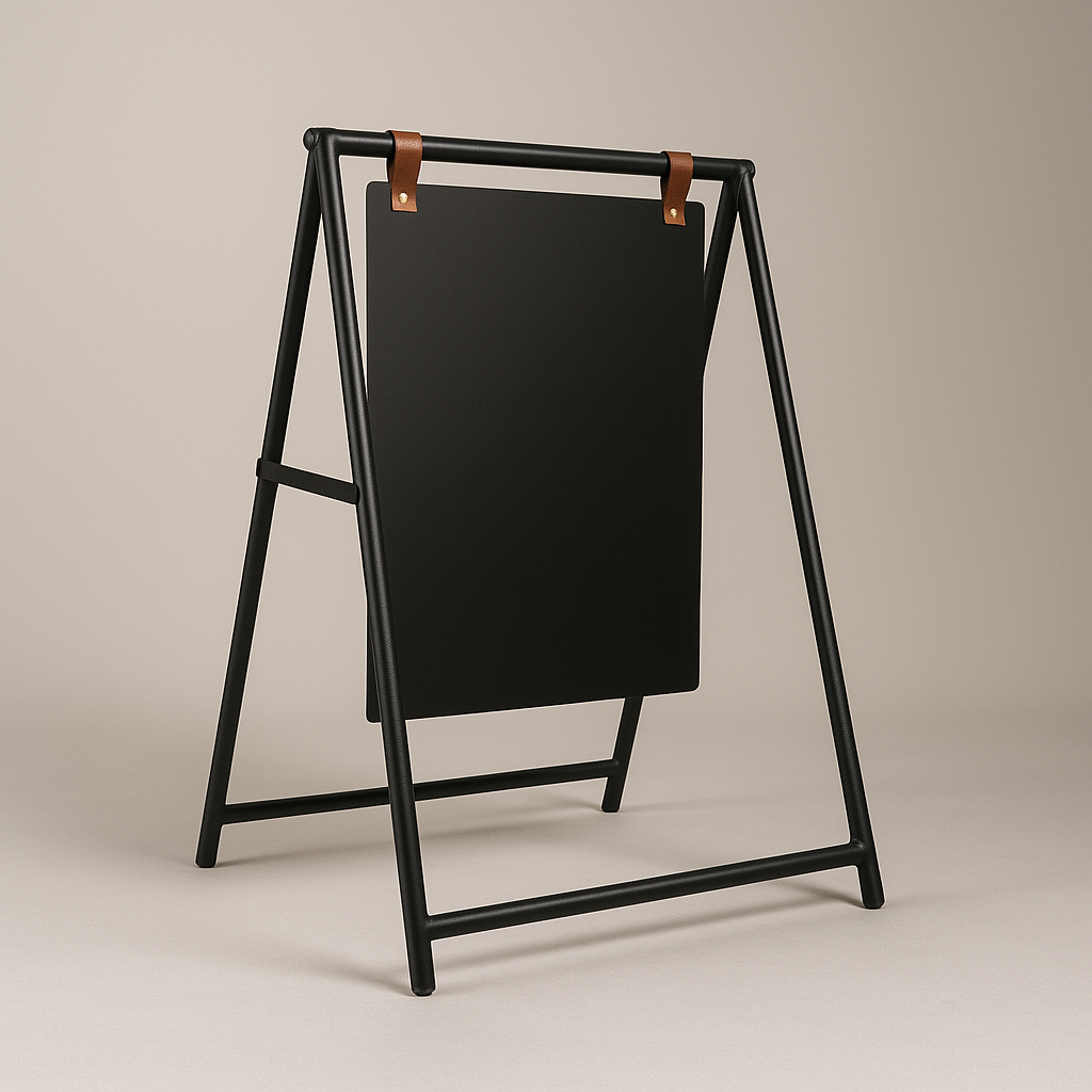 A Frame Sidewalk Sign with Long Board