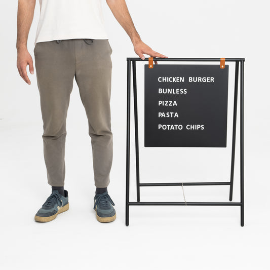 Custom A-Frame sidewalk sign designed for cafés, restaurants, and boutique stores.