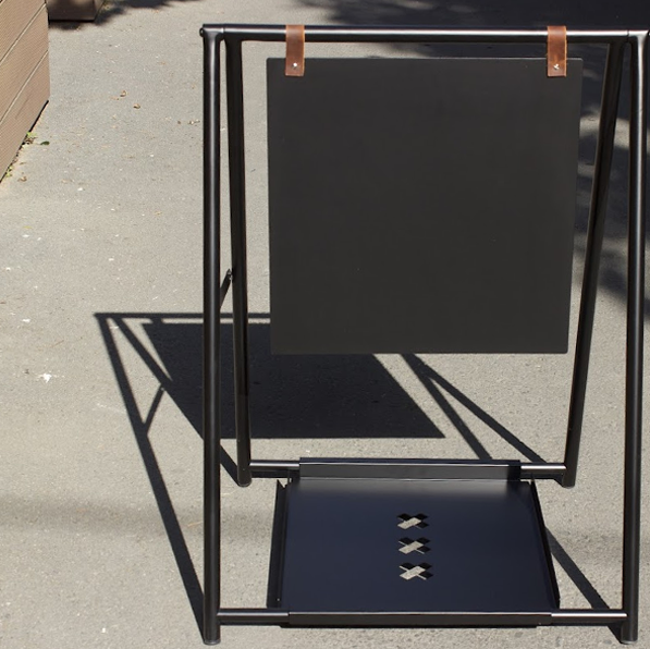 Durable double-sided A-frame sidewalk sign with a tray, a great way to advertise your business. The tray adds functionality for holding menus or flyers, making this sign perfect for promotions. As a ‘small business sign’ and ‘cafe sign,’ it can be used indoors or outdoors.

