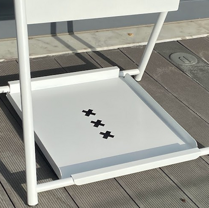 Double-sided A-frame sidewalk sign with a sturdy metal frame and tray, great for holding flyers or menus. Its dual-sided design and tray allow for maximum visibility and functionality. This ‘storefront A-frame sign’ and ‘sidewalk sandwich sign’ is a popular choice for businesses.

