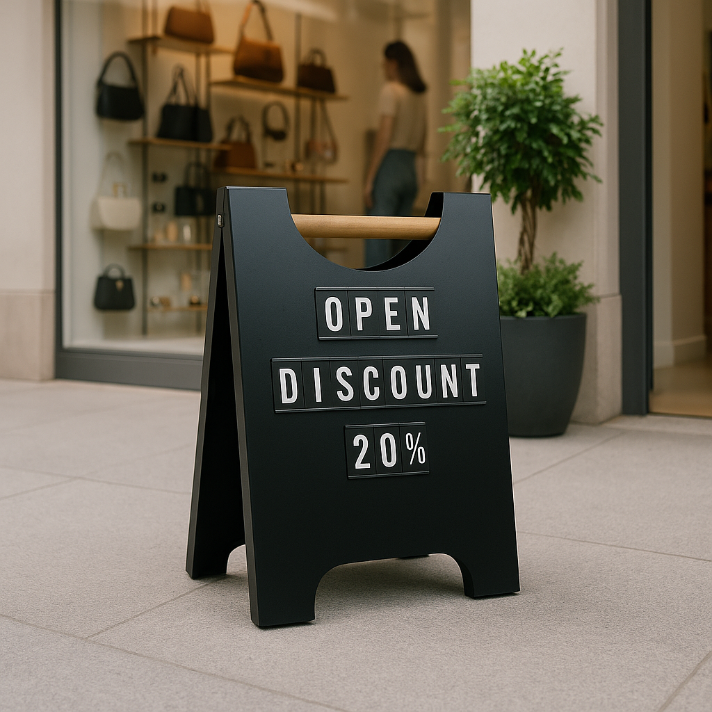 A Frame Sidewalk Sign with Wooden Holder