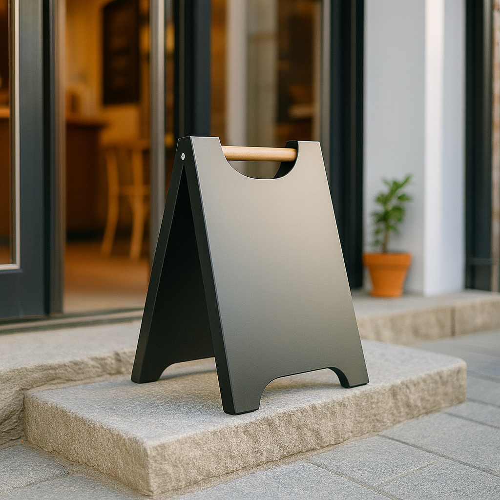 A Frame Sidewalk Sign with Wooden Holder
