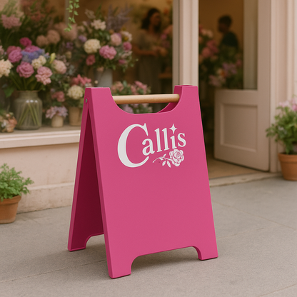A Frame Sidewalk Sign with Wooden Holder