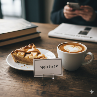 Person reading a book with a croissant and coffee on a table