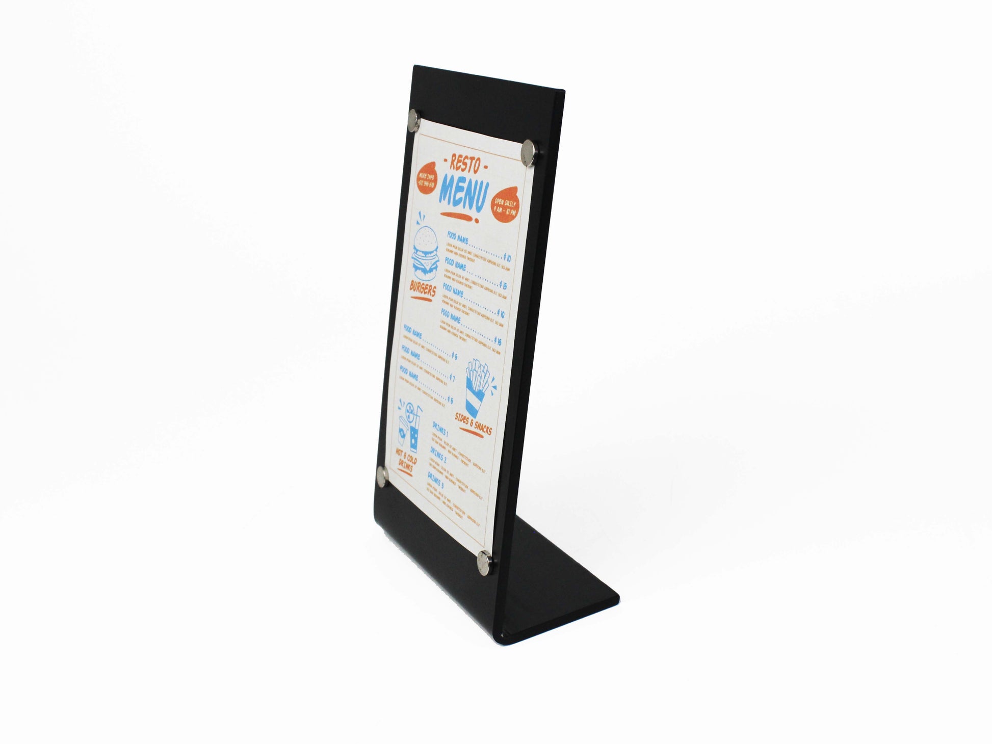 Perfect for daily menu updates in busy dining establishments.

Elevate your space with a stylish stand, perfect for organized menu displays.

