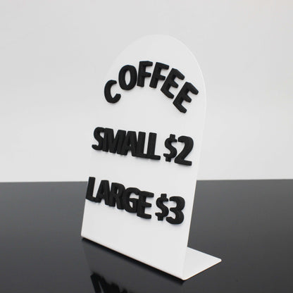 Sleek metal tabletop panels with foam magnetic letters, perfect for updating menus or announcements in cafés and restaurants.

Modern and durable metal displays with foam magnetic letters, offering a customizable and stylish solution for businesses.