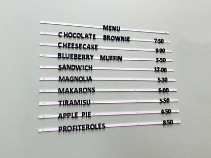 Choose the board with magnetic letters that best suits your needs. Opt for the Half Set (510 pcs) for everyday messages or the Full Set (1020 pcs) for more diverse and detailed displays. Both sets include magnetic letters, numbers, and symbols, offering flexibility to craft a menu that stands out. This changeable letter sign board is perfect for adapting to evolving menus or promotions. the wall-mounted magnetic menu sign, magnetic price display board or showcasing a detailed menu, restaurant menu board

