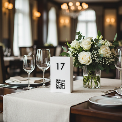 Person using a smartphone to scan a QR code on a menu in a restaurant setting
