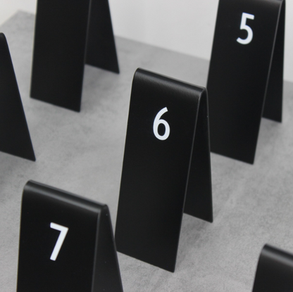"Customizable Custom Table Number Stackers for small businesses and cafes. Durable and stylish with options for logo printing and QR code integration."


