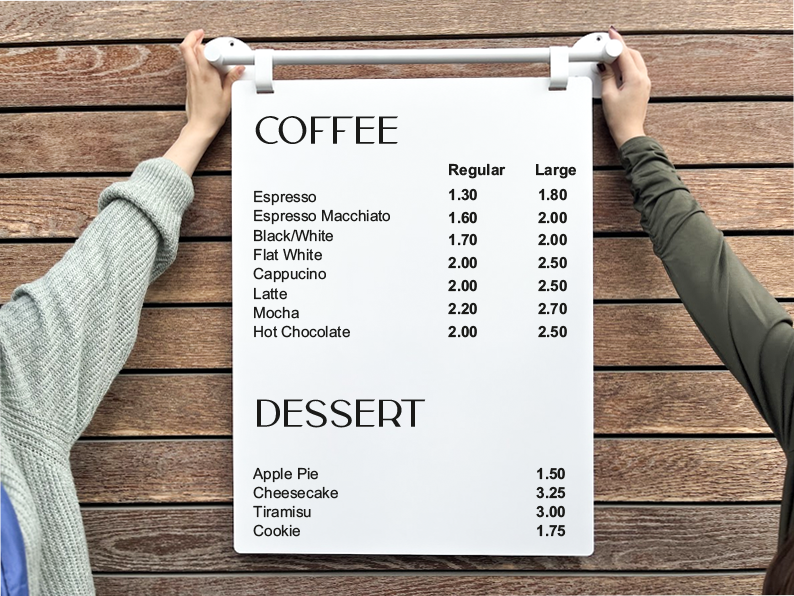 Storefront Menu Board Sign - Adroniki