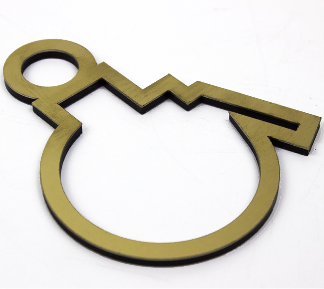 Elegant gold stainless steel directional sign with a sleek, modern design, ideal for offices, hotels, and public spaces.

