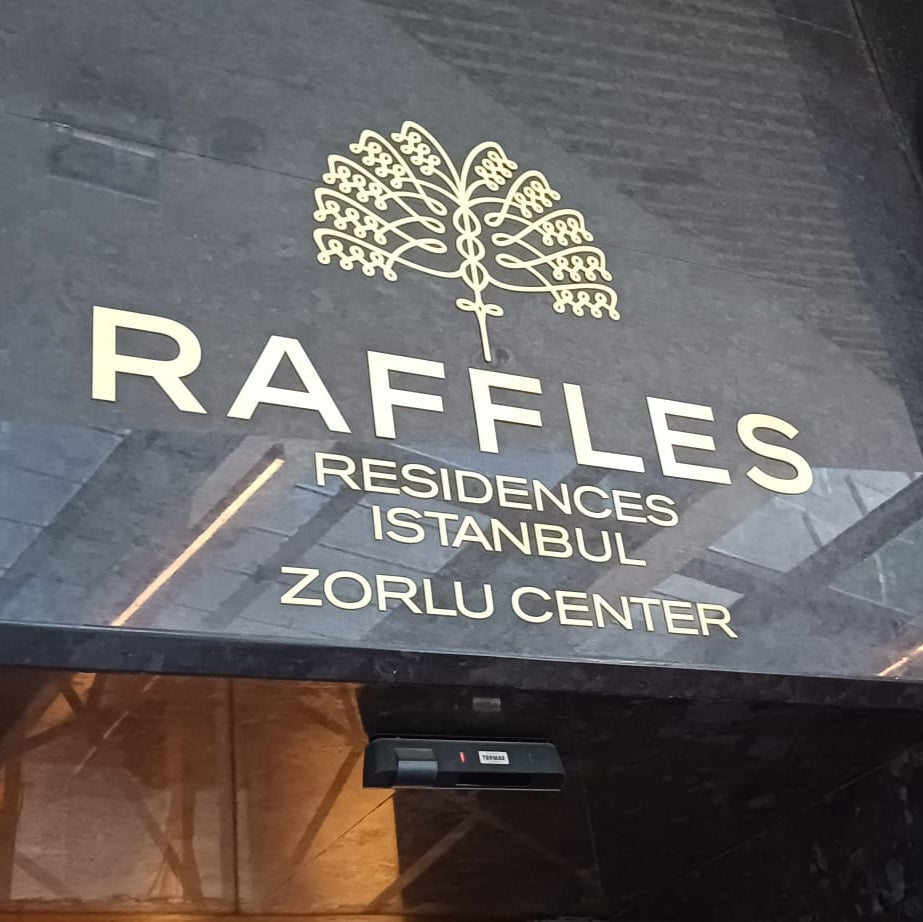 RAFFLES Residences Istanbul Zorlu Center sign on a building facade