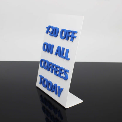 This customizable table announcement board combines functionality and branding. You can personalize it with your business logo, making it unique to your cafe, restaurant, or boutique. Its magnetic letters allow for easy message updates, and the sturdy sheet metal design guarantees long-lasting use. Use this board to enhance your brand while keeping your messages fresh and professional.

