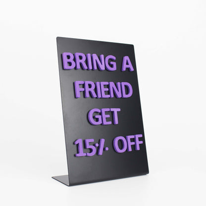 Our table announcement board is perfect for displaying critical information, promotional messages, or essential warnings in an eye-catching way. The customizable feature allows you to add your business logo, making it unique to your brand. This elegant stand not only serves as a communication tool but also elevates the aesthetic appeal of your counter or tabletop. Its magnetic letters are easy to arrange and adjust, and the durable construction ensures it withstands daily use. Use this personalized board to