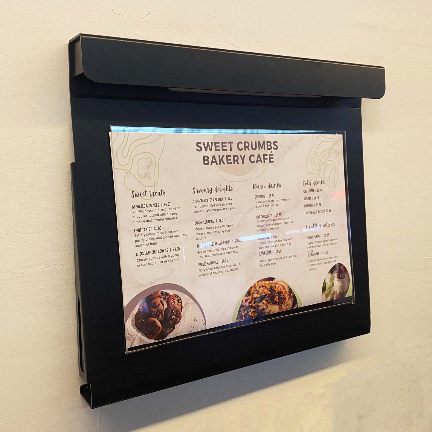 Changeable LED Announcement Board: A durable board with magnetic LED lights and an option to use it without illumination for flexibility.

Three-Color LED Cafe Menu Board: A magnetic menu board featuring LED lights in three color tones, ideal for eye-catching displays.

Restaurant LED Menu Board with Detachable Lights: A practical menu stand offering rechargeable, magnetic LED lights for convenience.

Freestanding and Wall-Mounted LED Sign: A dual-purpose menu board with detachable feet and wall-mounting op