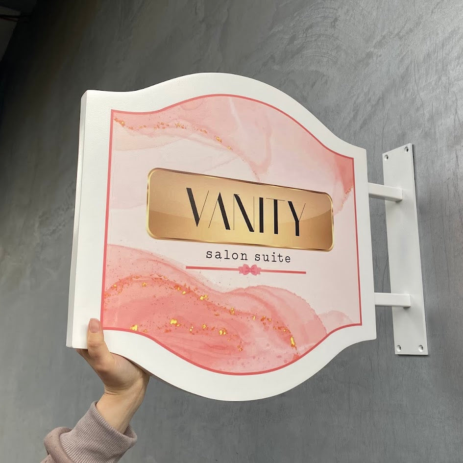 Special Shaped Blade Sign featuring a sleek design and customizable colors, providing maximum exposure and easy mounting for your storefront.

