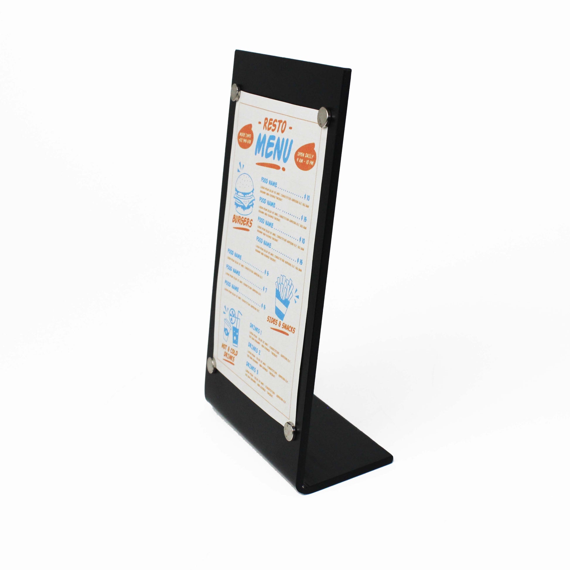 Perfect for daily menu updates in busy dining establishments.

Elevate your space with a stylish stand, perfect for organized menu displays.

