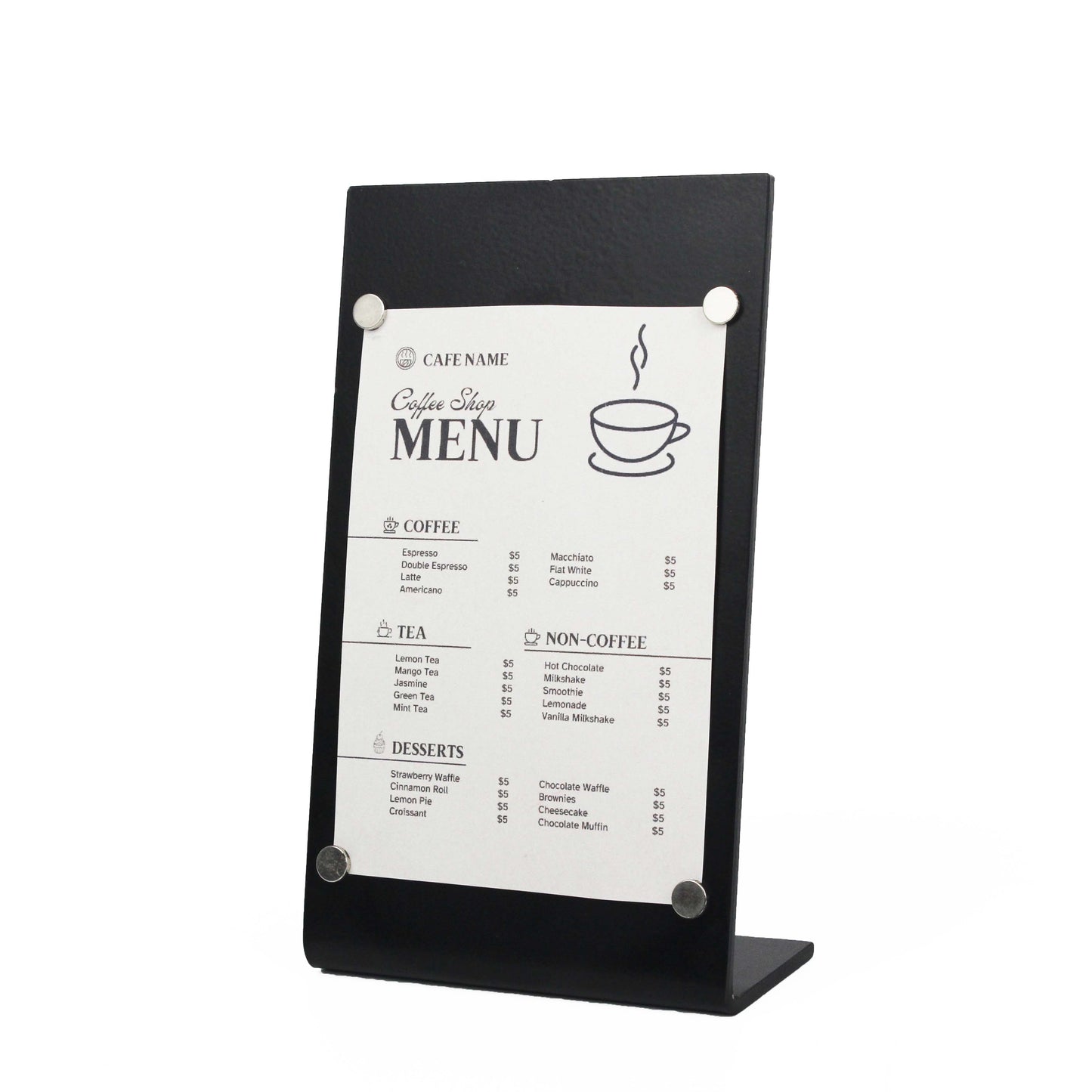 Secure your paper menus easily and maintain a tidy, professional look.

