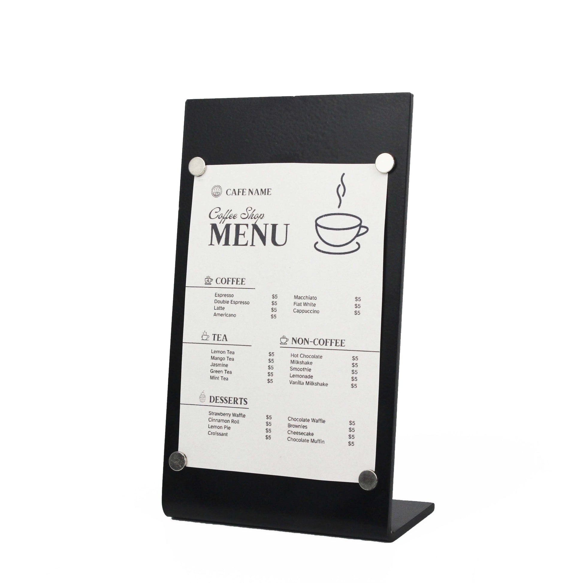Secure your paper menus easily and maintain a tidy, professional look.

