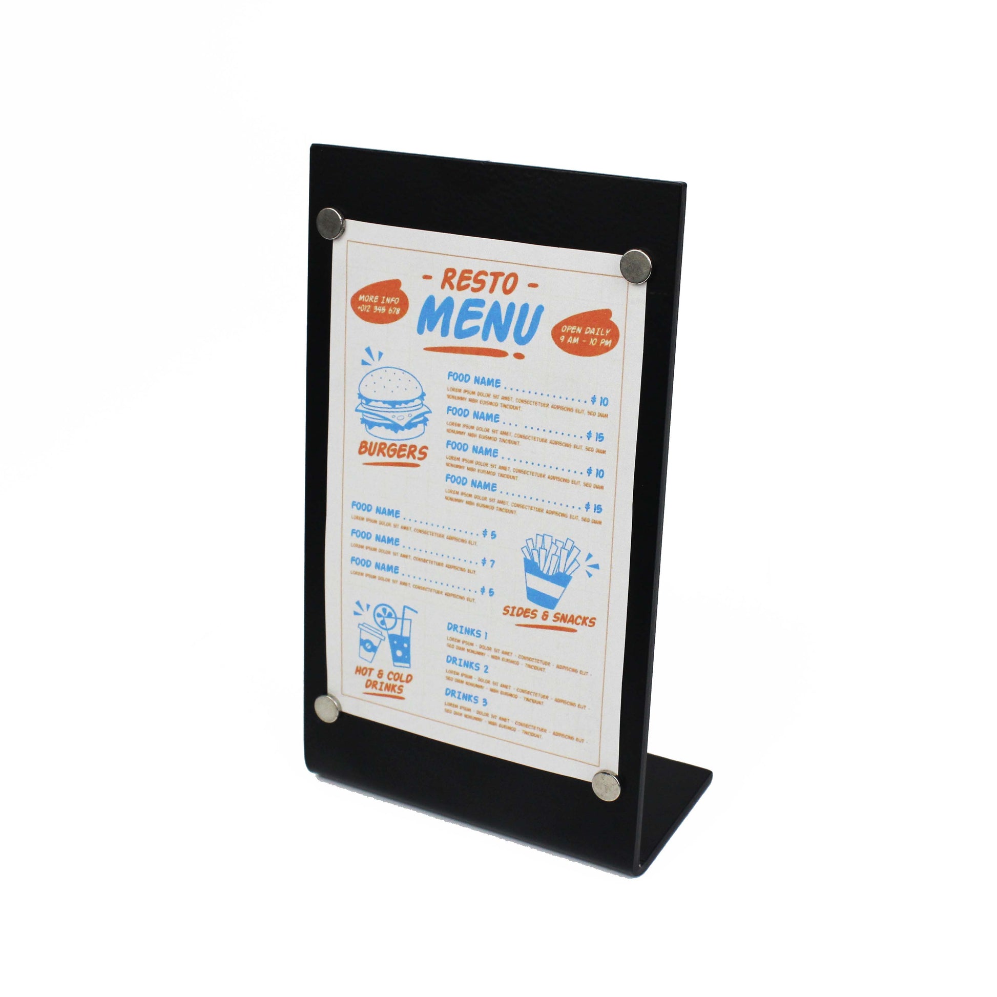 magnetic menu tabletop metal counter sign board Ideal for cafes, restaurant bistros, and hotels seeking a polished look.

