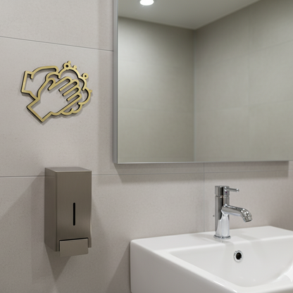 Bathroom setting with a hand dryer and sink