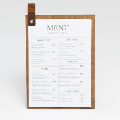Stand out with our custom wooden sign options that fit seamlessly into your restaurant's theme. This personalized touch complements your restaurant menu board beautifully.
