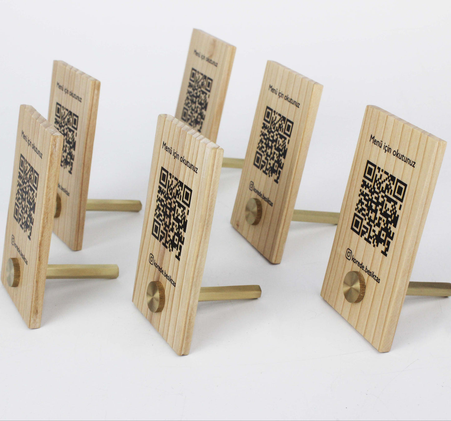 The wooden menu display table stand combines durability and elegance for displaying digital or printed menus. Its natural wood finish adds a rustic touch, making it a stylish choice for restaurants and cafes. The stand is easy to customize with QR codes or logos, offering both practicality and aesthetic appeal. It’s the perfect solution for reducing paper waste and enhancing table presentations.

