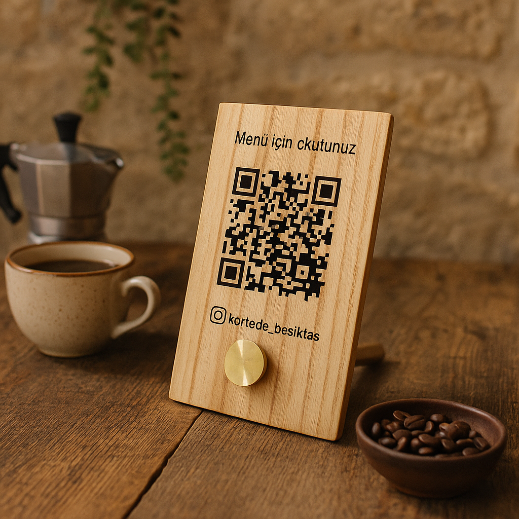 Wooden QR Code Menu Stand
