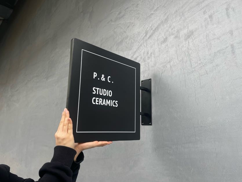 Aluminum double-sided square blade sign with a durable frame, thick edges, and customizable features, offering a professional solution for businesses seeking reliable signage with high visibility.
