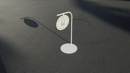 Round panel sidewalk sign with personalized printing options. Great for restaurants and boutiques, offering a stylish and effective way to attract customers.

