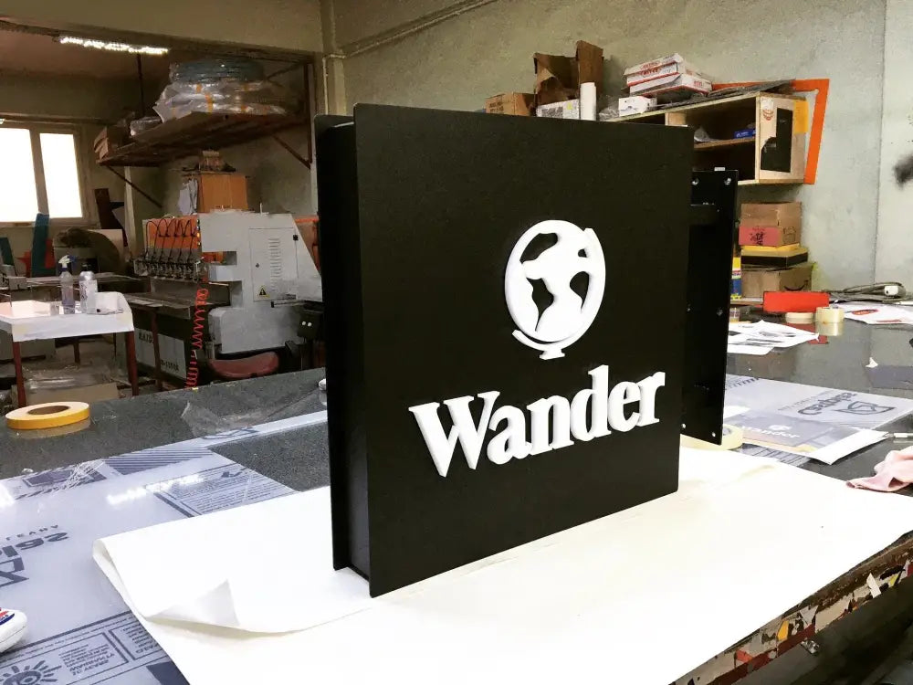 Square Base Sign Lightbox Square Blade Sign - Adroniki